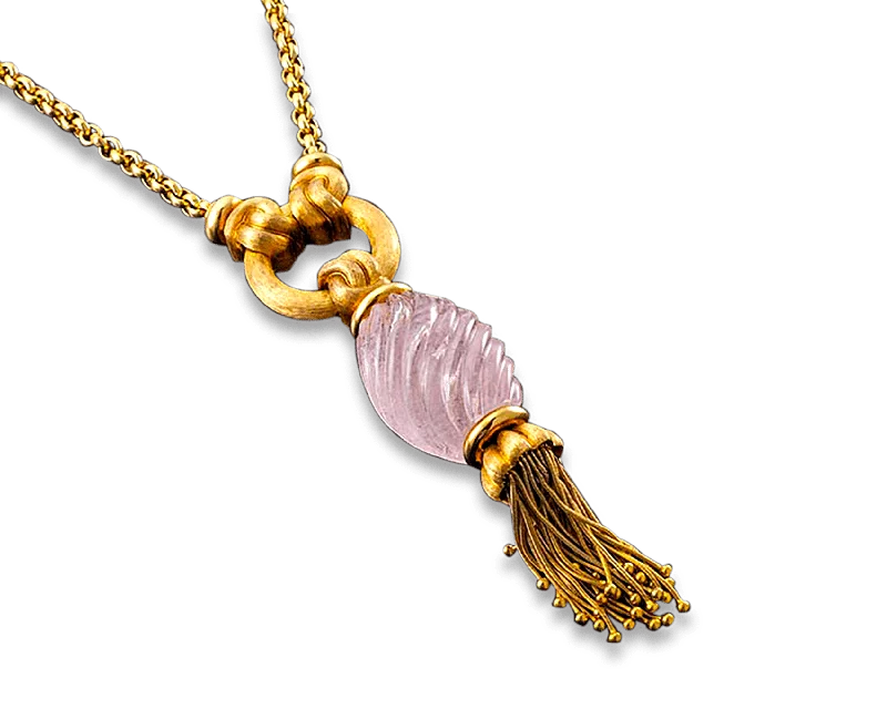 Simple necklaces and pendants with tiny charms for a delicate and casual vibe-Henry Dunay Rose Quartz Tassel Necklace