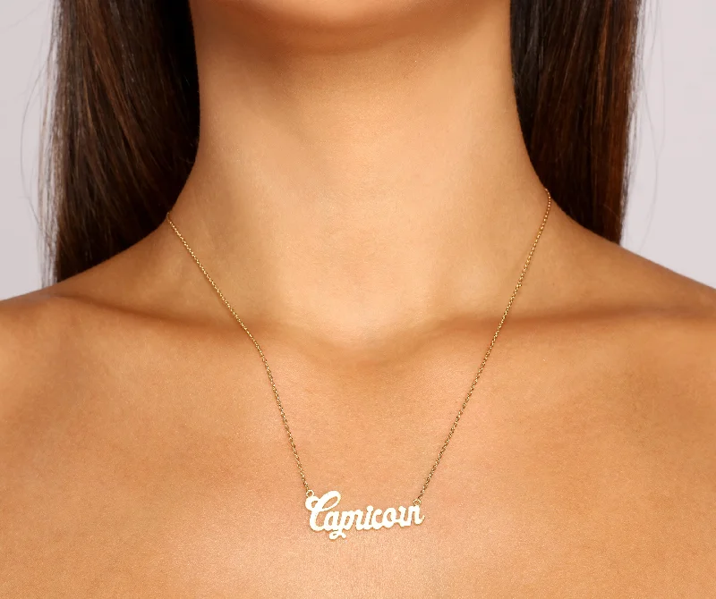 Necklaces and pendants with zodiac constellation designs for an astrological touch-Capricorn Script Necklace