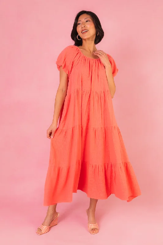 Plus size dresses for outdoor events stay comfy -Harvey Dress in Coral - FINAL SALE