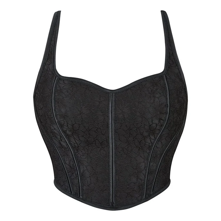 Gym T-Shirts for Training -Women's Gothic Floral Embroidered Lace-up Overbust Corset