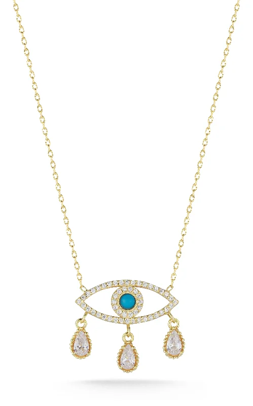 Best necklaces and pendants with silver chains for a sleek, timeless look-Tear Drop Evil Eye Necklace