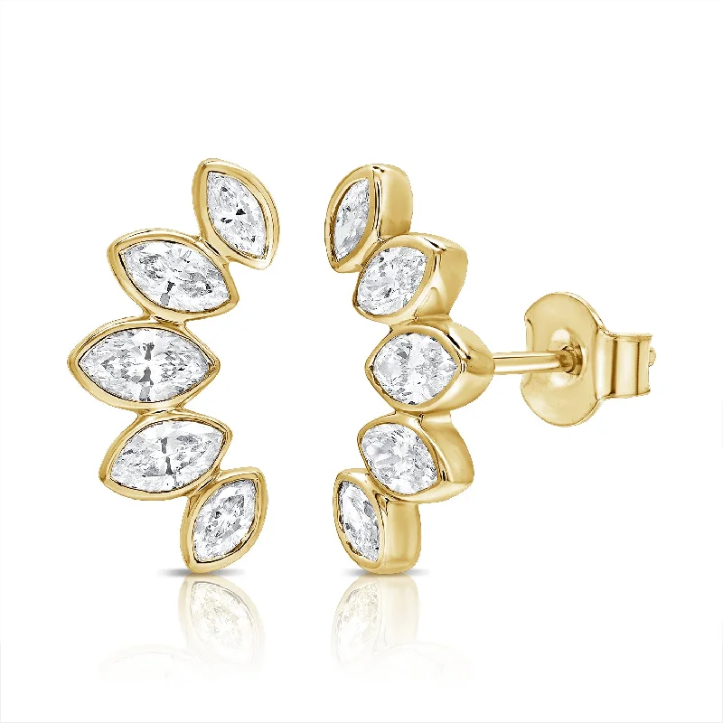 Pearl Drop Earrings for Elegance -Radiant 14K Gold Marquise Diamond Earrings