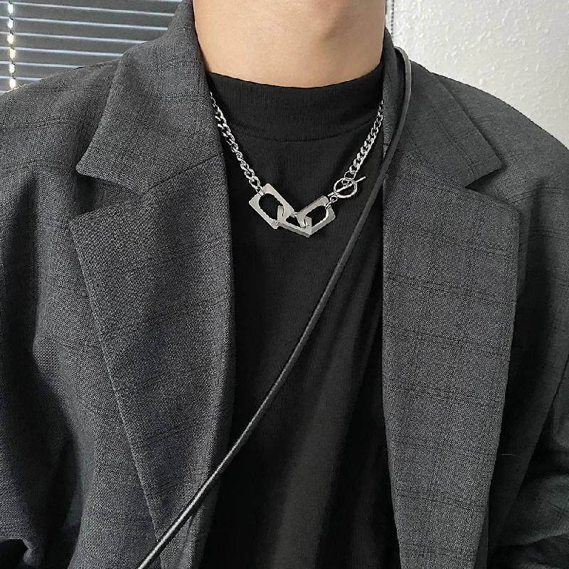 Necklaces and pendants with geometric pendants for a clean, contemporary design-Hip Hop Ot Buckle Choker