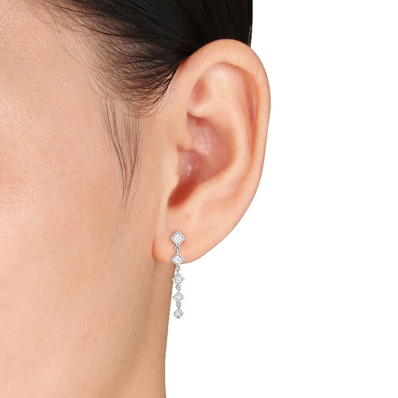 Large Drop Earrings for Statement -Miadora 5/8ct TGW Created Moissanite-White Fashion Post Earrings in Sterling Silver