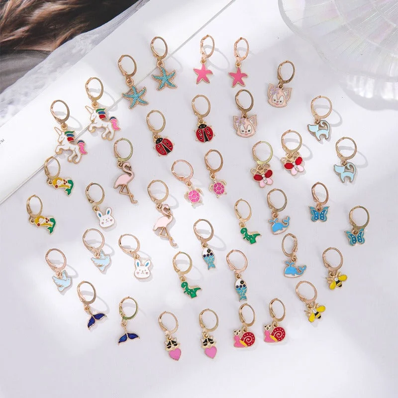 Hypoallergenic Drop Earrings for Sensitive -Wholesale Fashion Unicorn Butterfly Bee 20 Pairs Set Cute Children Earrings