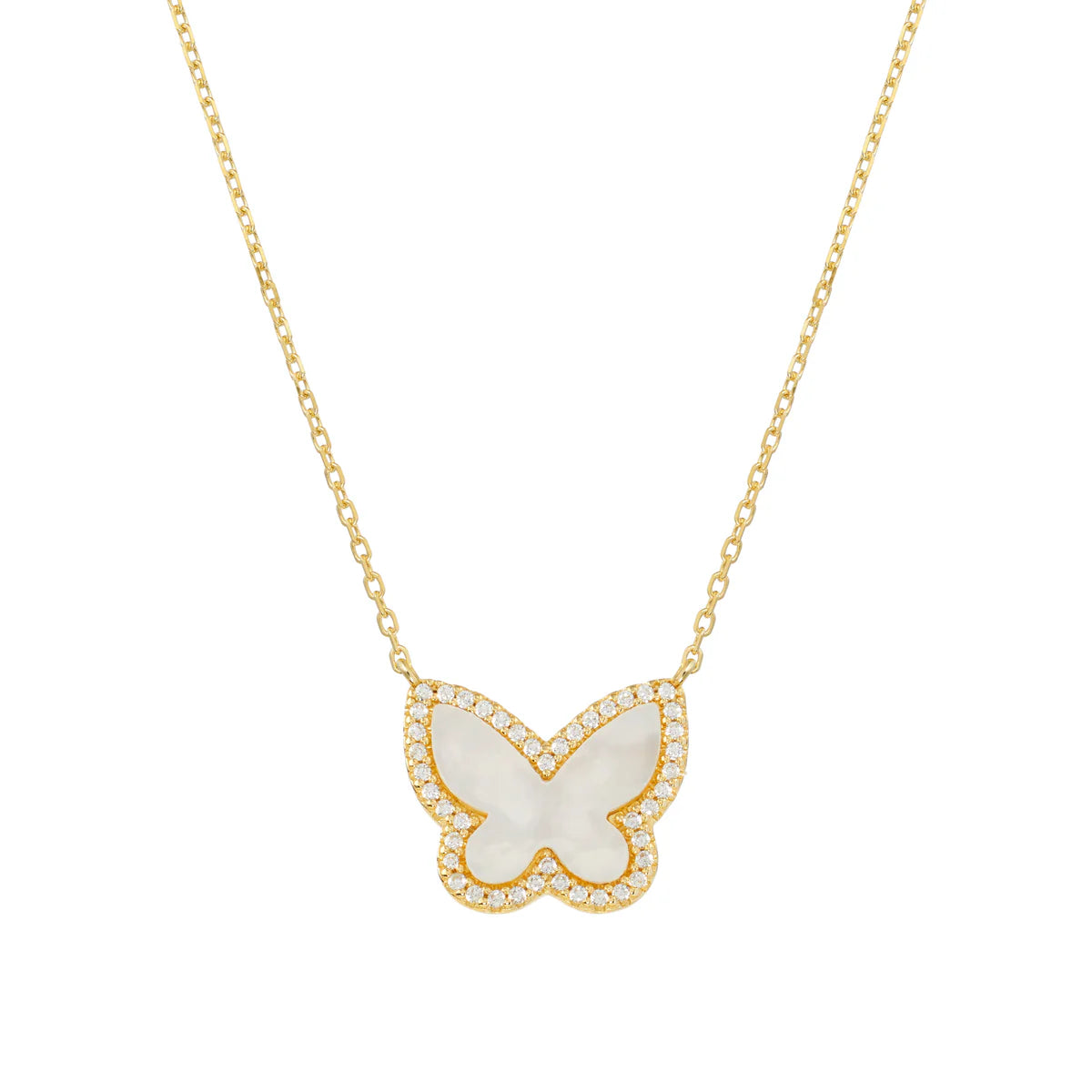 Elegant necklaces and pendants with infinity symbols for timeless designs-Pavé Mother of Pearl Butterfly Necklace