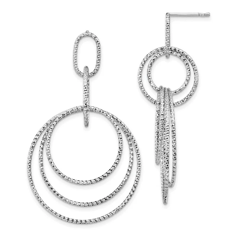 Indian Drop Earrings with Intricacy -Curata 925 Sterling Silver 52.2x32mm Textured Geometic Shapes Post Earrings