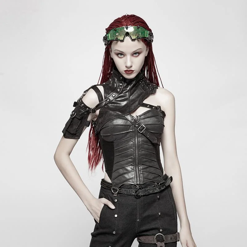 Polyester T-Shirts for Durable Wear -Women's Faux Leather Steampunk Harness