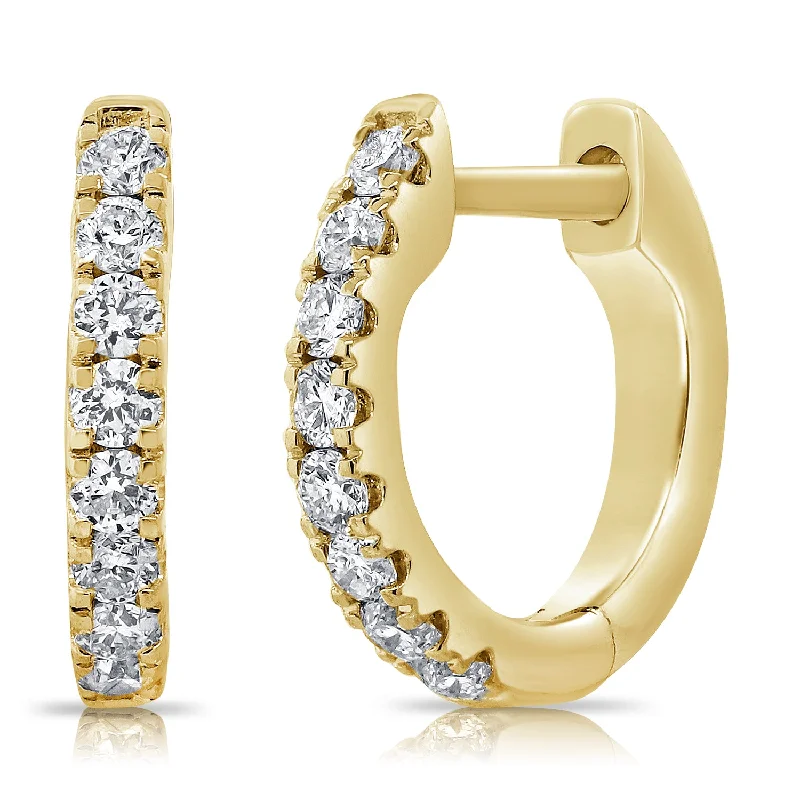 Contemporary Drop Earrings for Fashion -Classic 14K Gold Diamond Huggie Earrings