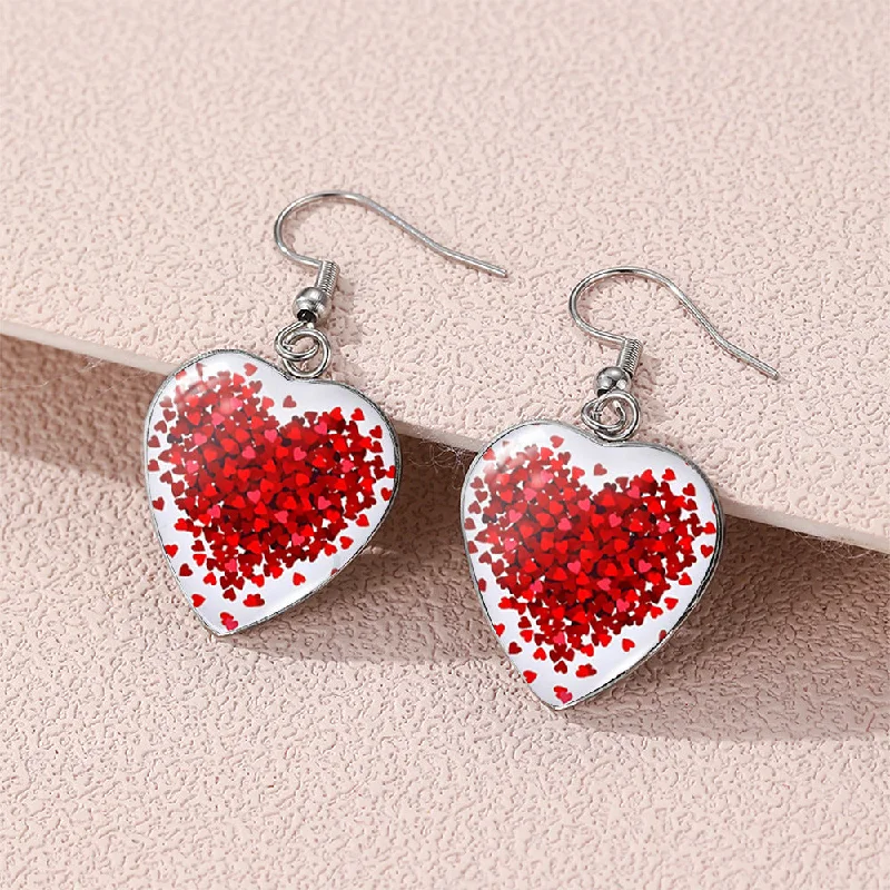 Maximalist Drop Earrings for Bling -Wholesale Valentine's Day love Stainless steel Stainless steel glass heart-shaped ear hook Time Gem earrings