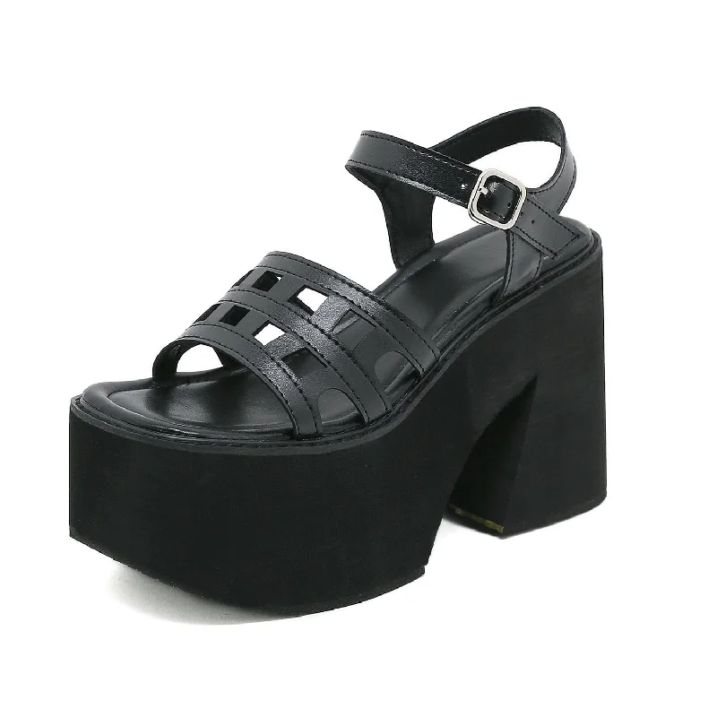 Festival T-Shirts for Music Events -Women's Punk Cutout Buckle Platform Sandals