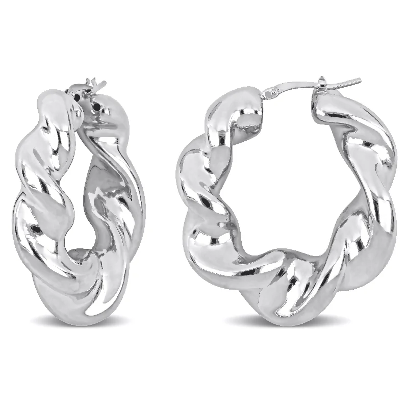 Lead Free Drop Earrings for Health -Miadora Sterling Silver Hoop Earrings