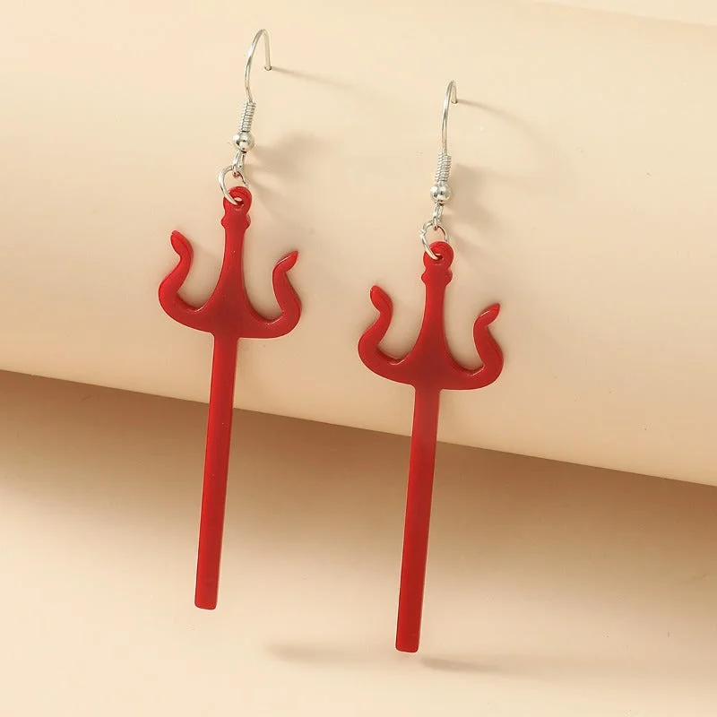 Contemporary Drop Earrings for Fashion -Wholesale Acrylic Trident Halloween Retro Gothic Geometric Earrings  OLY-ES-ChenJ001