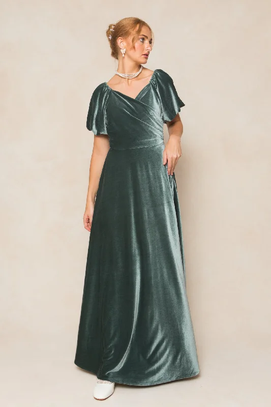 Plus size dresses featuring boho vibes are chic -Tessie Dress in Seaglass Velvet