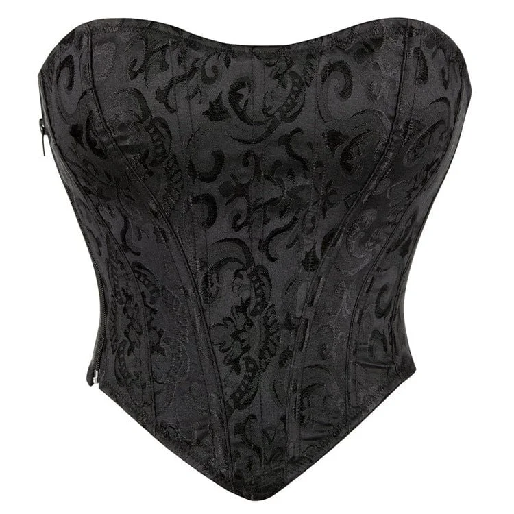 Golf T-Shirts for Outdoor Game -Women's Gothic Strappy Floral Jacquard Overbust Corset