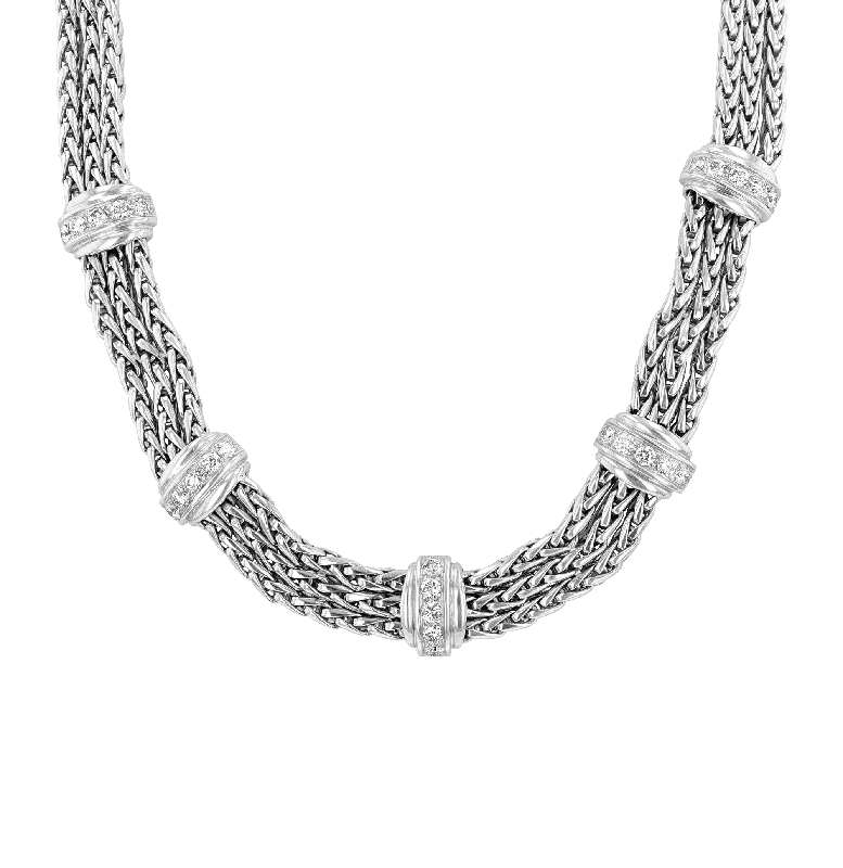 Best necklaces and pendants with silver chains for a sleek, timeless look-18K White Gold and Diamond Chain Necklace