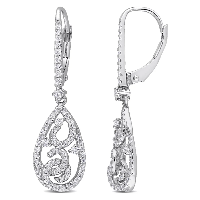 African Drop Earrings with Culture -Miadora 4/5ct DEW Moissanite Filigree Teardrop Dangle Leverback Earrings in Sterling Silver