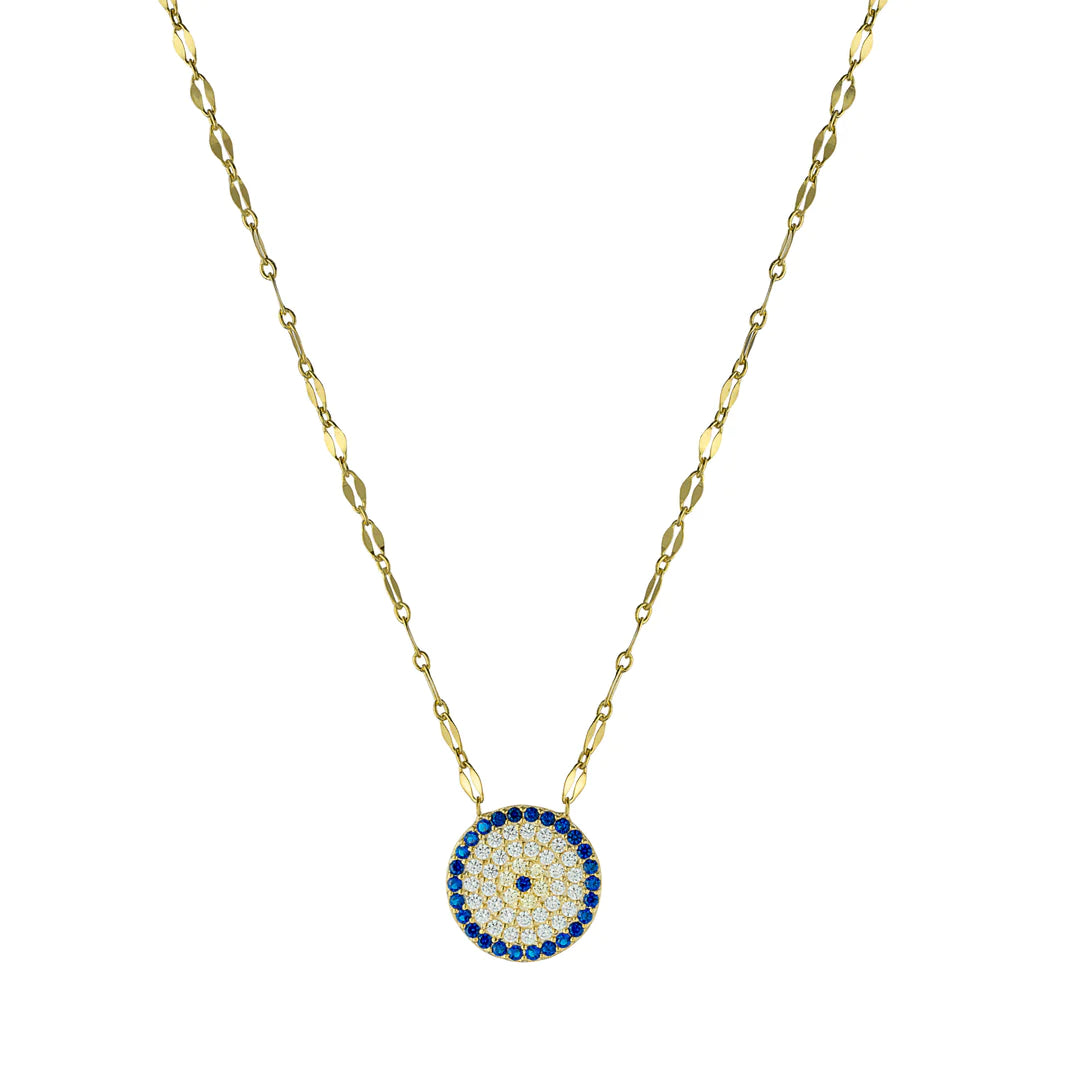 Necklaces and pendants with celestial starburst designs for a radiant look-Round Evil Eye Necklace