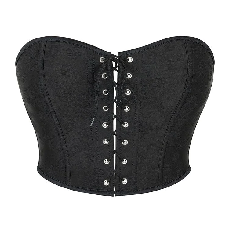 Fan T-Shirts for Supportive -Women's Gothic Solid Color Lace-up Bustier