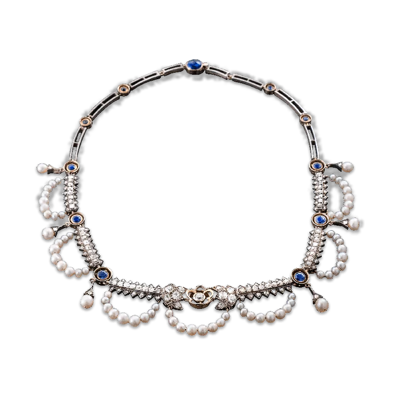 Beautiful necklaces and pendants with diamond-encrusted designs for maximum sparkle-Victorian Saltwater Pearl and Diamond Necklace