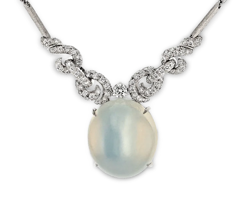 Necklaces and pendants with enamel accents for a colorful, eye-catching appearance-Henry Dunay Moonstone and Diamond Necklace