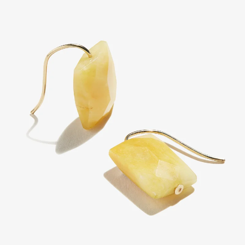 Drop Earrings for Anniversary -Yellow Jade Gemstone Earrings