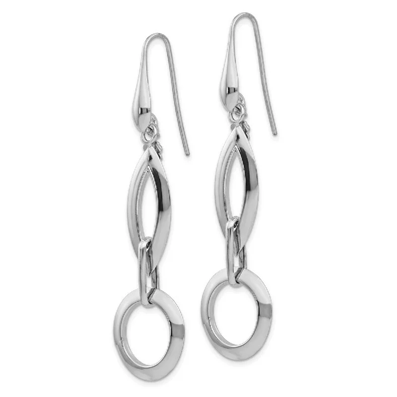 Minimalist Drop Earrings with Simplicity -Curata 925 Sterling Silver 64.2x17.09mm Geometric Shapes Long Drop Earrings