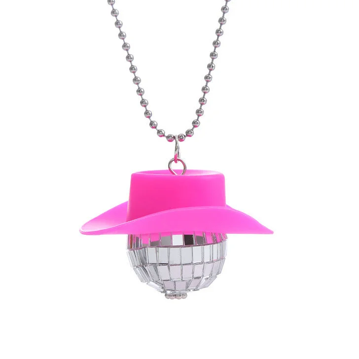 Mirror straw hat necklace