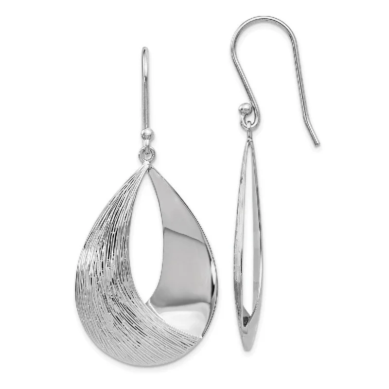 Vintage Drop Earrings with Patina -Curata 925 Sterling Silver 55x24mm Textured Tear Drop Dangle Earrings