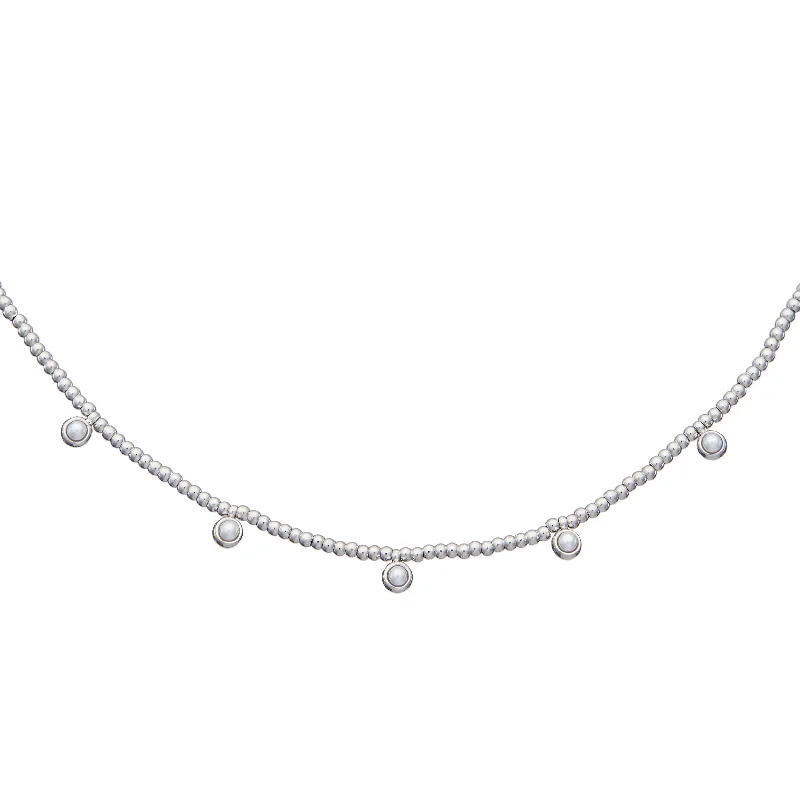 Best necklaces and pendants with heart-shaped designs for a romantic look-Silver Beaded Pearls Necklace