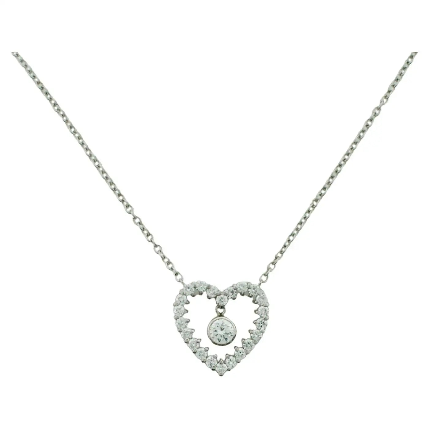 Necklaces and pendants with star-shaped designs for a whimsical, celestial touch-Platinum and Diamond Heart Necklace 1.05 Carats Total Weight