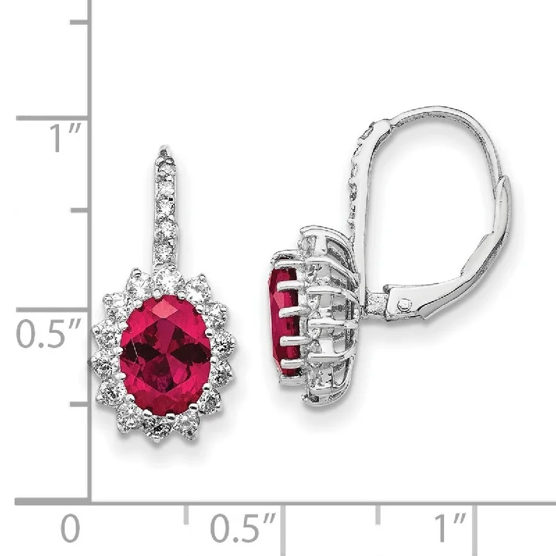 Drop Earrings with Infinity Symbols -Curata 925 Sterling Silver 20x10mm Ruby and Cubic Zirconia Leverback Earrings