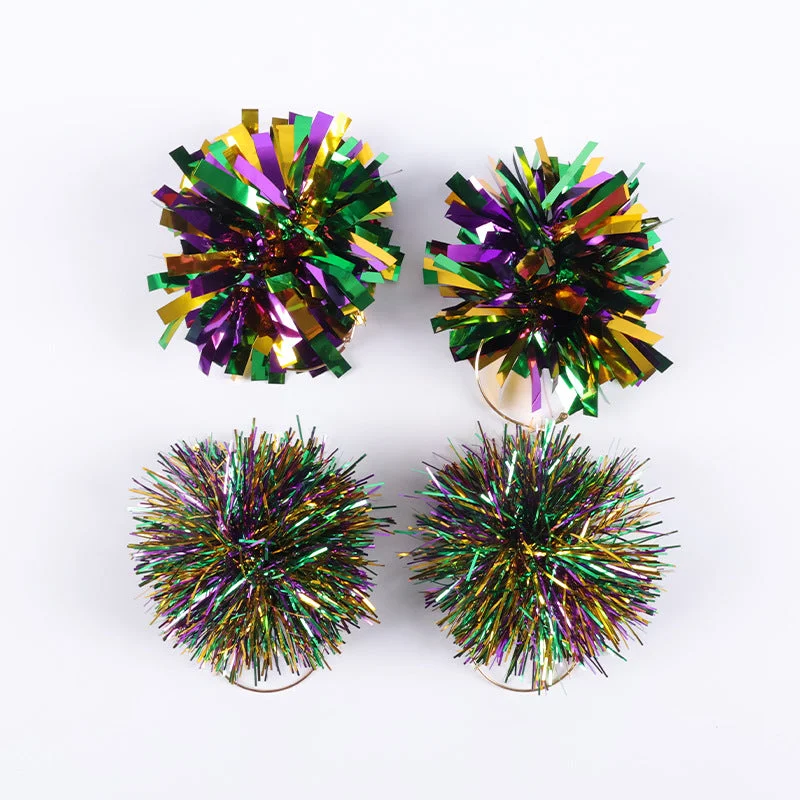 Gemstone and Diamond Drop Earrings for Opulence -Wholesale Carnival Decorative Earrings Colorful Bright Ball Exaggerated Holiday Party Earrings