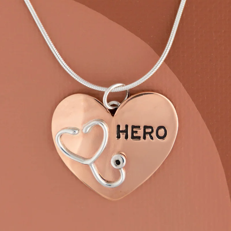 Fashionable necklaces and pendants with birthstones for a personalized gift idea-Healthcare Hero Mixed Metal Necklace