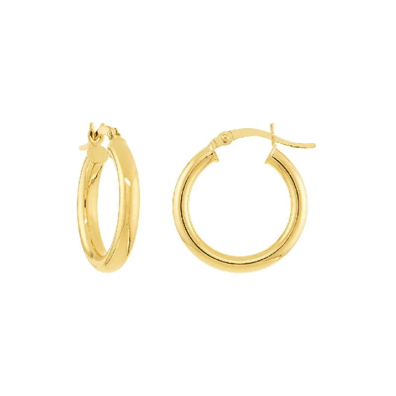 Drop Earrings for Travel Look -14K Yellow Gold 3mm x 20mm Polished Hoop Earrings