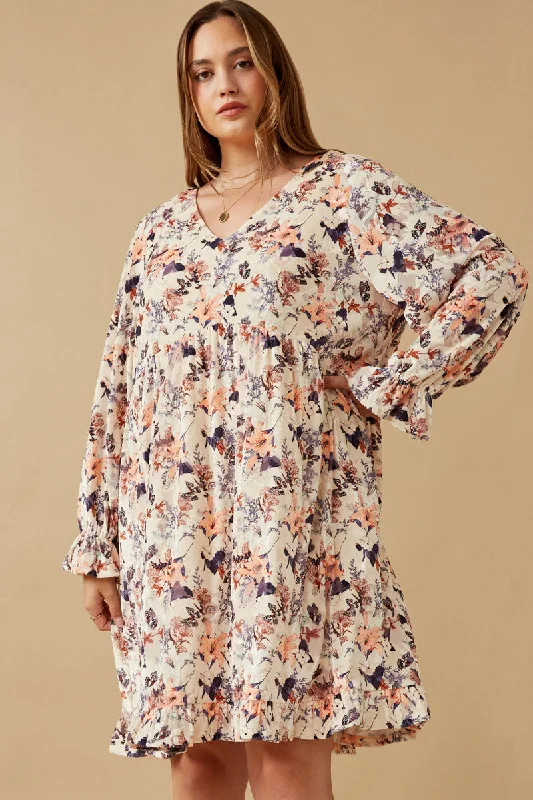 Plus size dresses in soft fabrics feel cozy -Floral Textured Burnout Velvet Dress