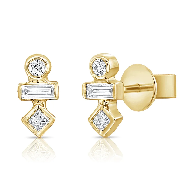 Geometric Drop Earrings for Trend -Art Deco-Inspired Diamond & Baguette Earrings