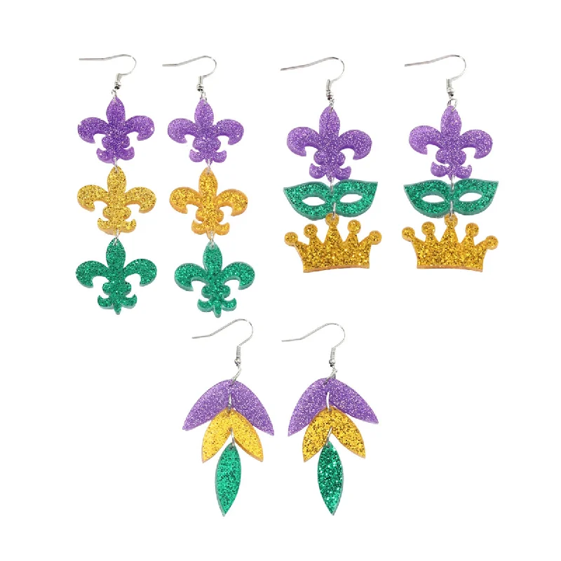 Drop Earrings for Beach Outfit -Wholesale Explosions Carnival Lobster Mask Crown Tri-color Acrylic Earrings Women's Earrings