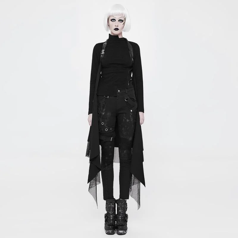 Black T-Shirts for Versatile Use -Women's Long Layered Punk Shrug