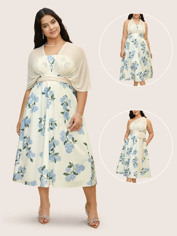 Plus size dresses with sleek lines look modern -Everywhere Dress - Floral Breathable Gauze Shoulder Dress