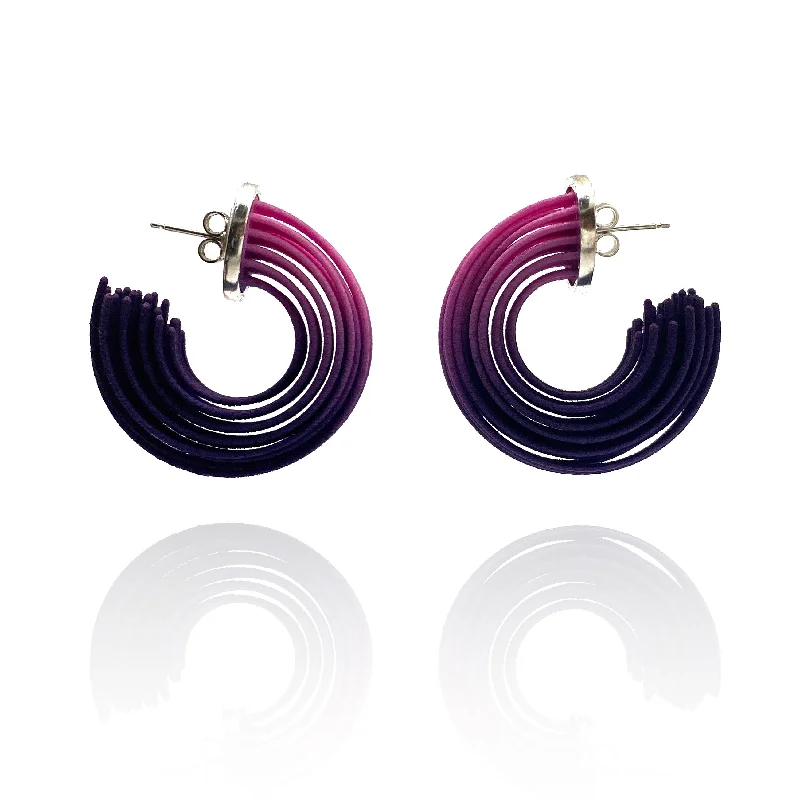 Drop Earrings for Christmas Party -Purple and Pink Small Gradient Hoop Earrings