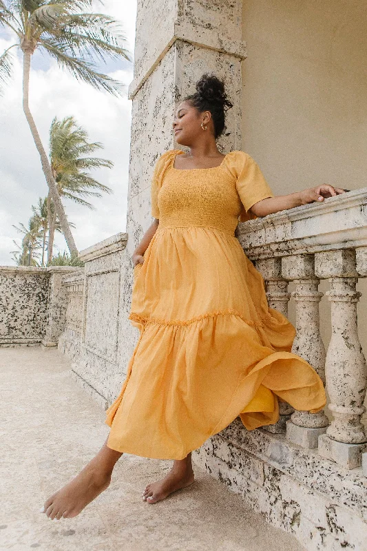 Plus size dresses with high necklines look refined -Lennon Dress in Mustard - FINAL SALE