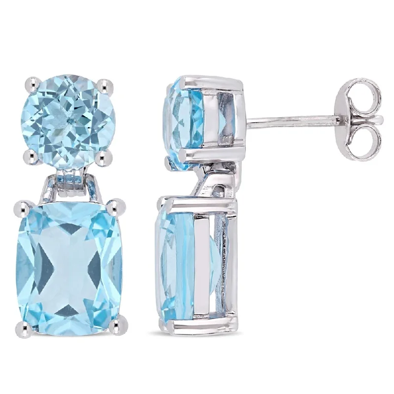 Drop Earrings for Formal Attire -Miadora Sterling Silver 11 1/6ct TGW Sky-Blue Topaz Dangle Earrings