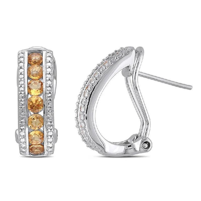 Drop Earrings with Embossed Patterns -Miadora Sterling Silver 1 1/2ct TGW Citrine Earrings