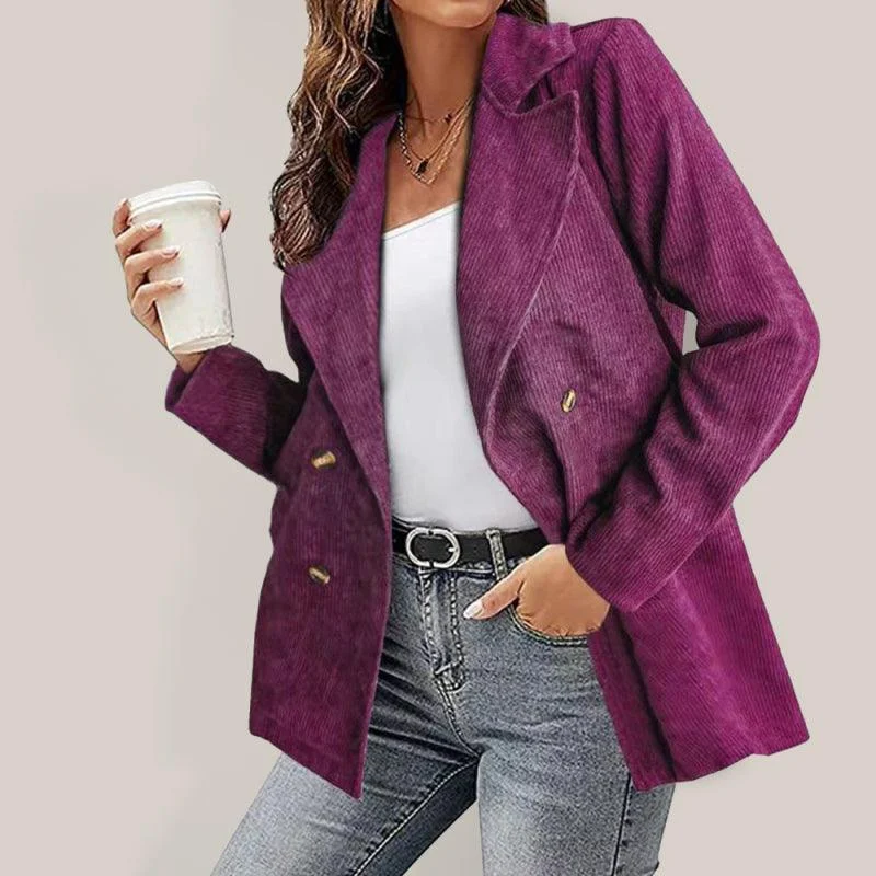 Retro T-Shirts for Throwback Style -Corduroy  Pea Coat for Women