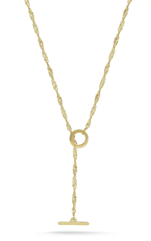 Best necklaces and pendants with oval pendants for a classic, elegant shape-Italian Gold 14K Singapore Toggle Necklace