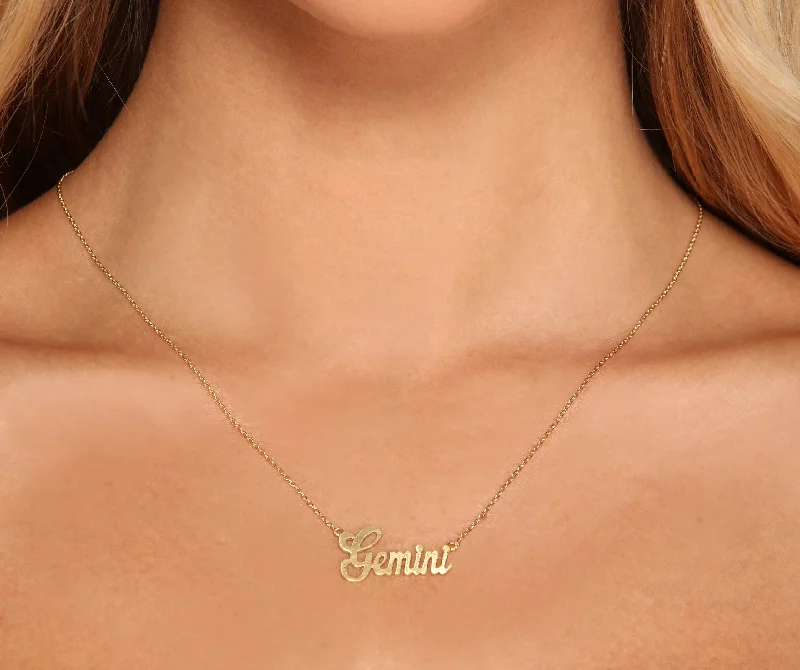 Layered necklaces and pendants for a trendy and fashionable stacked look-Gemini Sign Script Necklace