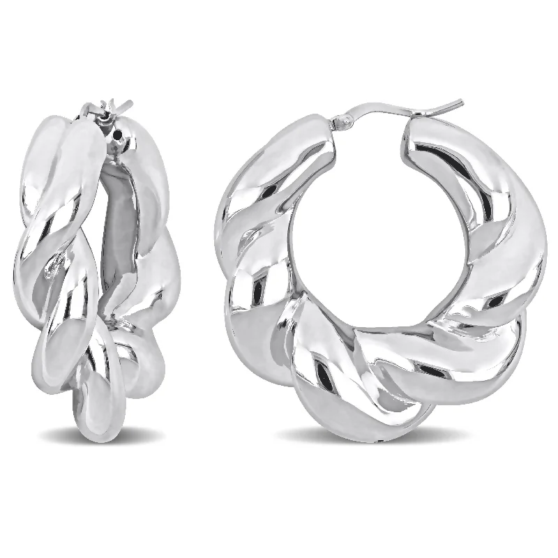 Contemporary Drop Earrings for Fashion -Miadora Sterling Silver Hoop Earrings