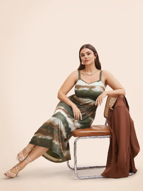 Plus size dresses featuring neutral tones pair easily -Gradient Print Adjustable Straps Cami Dress