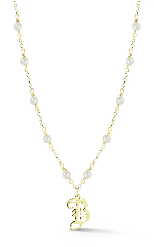 Necklaces and pendants with pearls for a classic and sophisticated touch-Old English Initial Pearl Necklace